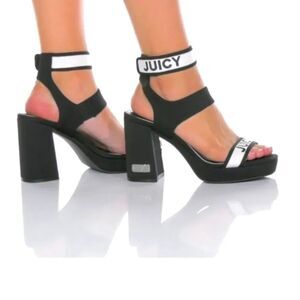BRAND NEW JUICY COUTURE WOMEN'S GLISTEN PLATFORM STRETCH HEEL SANDALS R3